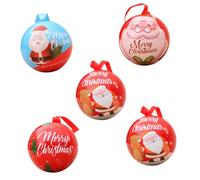 Cabilock 5pcs Christmas Ball Shaped Candy Boxes Christmas Tree Hanging Adornment Iron Candy Ball for Sugar Case for Tree Decorations Random Style