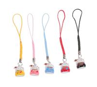 Cabilock 5pcs Fortune Cat Phone Charms Copper Pendants with Bells Multipurpose Bag and Wallet Decoration Easy to Carry Lucky Cat Keychain Random Color
