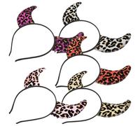 Cabilock 5pcs Halloween Devil Horn Headbands Lightweight Costume Hair Hoops for Fancy Dress Cosplay Party Stage Show Accessories in Red Purple Gold Silver Pink