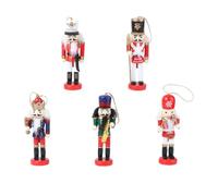 Cabilock 5pcs Hanging Walnut Soldier Ornament Five Piece Set Wood Decor