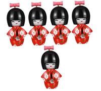 Cabilock 5pcs Japanese Kimono Doll Wooden Ornament Cute Home Decor with Vibrant Colors Fine Craftsmanship and Traditional Japanese Culture for Tabletop Display and Giving