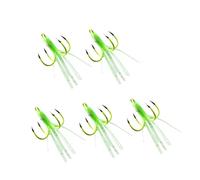 Cabilock 5PCS Luminous Fish Hooks Noctilucent Squid Bait Hooks Smooth Four Claw Design Outdoor Angling Gear for Night Fishing and Easy to Use