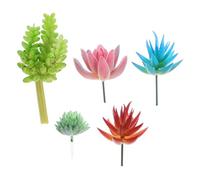 Cabilock 5pcs Realistic Mini Succulent Ornament Compact Indoor Artificial Plants for Miniature House Decoration DIY Micro Landscape Accessory Desktop Display Random Color