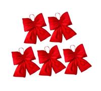 Cabilock 5pcs Red Christmas Bow Ornaments Small Fabric Bowknot Decorations for Tree Wreath Presents Holiday Hanging Bows for Indoor Outdoor Festive Decor