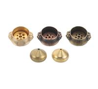 Cabilock 5Pcs Small Brass Incense Holder Set - Mini Tower Incense Stick and Cone Burner Trays, Censer Plates for Yoga, Meditation, Home and Office Decor