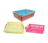 Cabilock 5pcs Stackable Plastic Basket: Plastic Organizer Baskets For A4 Paper Files Toys Snacks Fruits - Compact Storage Solution For Office School Playroom Kitchen