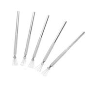 Cabilock 5pcs Stainless Steel Nail Art Pens with Metal Handle Multi-functional Seven Needle Design for Precise Stripe Lines and Detailed Creative Nail Designs Suitable for All Skill Levels