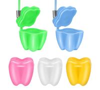 Cabilock 5pcs Tooth Saver Necklaces Boxes for Lost Milk Teeth Storage Box Teeth Saver Box for Children Tooth Fairy Bag School Classroom Party Supply