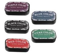 Cabilock 5pcs Vintage Water-Based Ink Pads Set for Scrapbooking, Stamps Crafts - Black, Blue, Purple, Cyan, Red Fingerprint Pigment Pads for Paper, Wood, Fabric Arts in UK