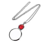 Cabilock 5x Magnifier Necklace Pendant Red Hanging Reading Magnifier Monocle for Men Portable Handheld Sweater Jewelry for Detailed Book and Newspaper Viewing