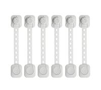 Cabilock 6 Pcs Baby Safety Locks Adjustable Child Proof Belt Locks Strong Adhesive for Cabinet Cupboard Drawer Refrigerator White
