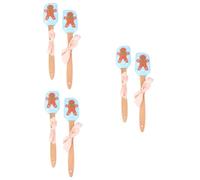 Cabilock 6 Pcs Christmas Silicone Spatula with Wooden Handle Festive Gingerbread Man Design Flexible Cream Butter for Cake Icing Baking Decorating and Mixing Holiday Kitchen Tool