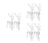 Cabilock 6 pcs Clear Acrylic Christmas Elk Figurines Xmas Table Ornaments for Living Room Desktop Decoration