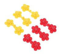 Cabilock 6 Pcs Flower Shape Sewing Clothes Buttons DIY Craft Supply for Cheongsam Han Suit Oriental Five-Petal Closure Classic Decorative Red Yellow