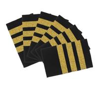 Cabilock 6 Pcs Gold Pilot Epaulettes 3-Bar Nylon Boards for Airline Uniforms, Captain and Trainee Lanyard Holder Accessories, Traditional Embroidered DIY Epaulettes for Aviation Events