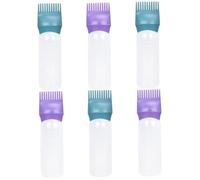 Cabilock 6 pcs Hair Dye Root Bottle Comb with Graduated Scale Plastic Applicator for Hair Coloring Lightweight and Washable Suitable for Salon Home Barber Use in Deep Green and Purple