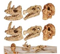 Cabilock 6 Pcs Realistic Animal Skull Figurines Plastic Decoration for Home Aquarium Craft Display Multi-species Ornaments Including Crocodile Rhino Heads
