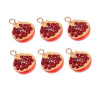 Cabilock 6 Pcs Resin Pomegranate Earrings Charms with Hole for Jewelry Making Diy Pendants Set, Fruit Pendant Accessories for Women Crafting Necklace and Bracelet Supplies