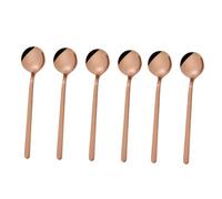 Cabilock 6 Pcs Rose Gold Stainless Steel Teaspoons Short Handle Stirring Spoons for Coffee Sugar Dessert Mirror Polished Cutlery for Home Cafe Bistro Bar