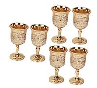 Cabilock 6 Pcs Vintage Goblet Antique Whiskey Cup Medieval Wine Cup Toasting Glasses Cups Cocktail Flutes Glass Goblet Terrarium Retro Style Goblet Sparkling Wine Glass Metal European Style