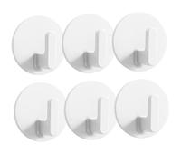 Cabilock 6 pcs White Self Adhesive Wall Hooks Small Sticky Hooks for Kitchen Bathroom Bedroom Door Use Plastic No-Drill Hanging Key Holder for Towels Coats Hats Bags