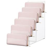 Cabilock 6 Tier Acrylic Purse Display Stand - Transparent Wallet Storage Organizer Stand, Sunglass Organizer & Jewellery Display Holder for Wallet & Clutches, 20cm
