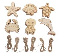 Cabilock 60pcs Animal Wood Cutouts for Crafts Unfinished Natural Wood Slices with Smooth Surface Paintable Ocean Shapes for DIY Party Decorations and Educational Art Projects