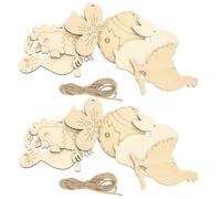 Cabilock 60pcs Easter Hanging Ornaments Wood Cutouts for Crafts Light Yellow Wood Material Lovely Shape Simple Artistic Creative Style Easter Decorations DIY Decoration Puzzle Games