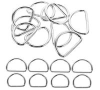 Cabilock 60Pcs Metal D Ring Buckles for Purse Connecting Reusable Bag Hardware Accessories Bright Silver Craft Supplies for Handbag Sewing DIY Projects