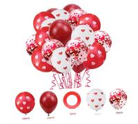 Cabilock 63PCS Romantic Heart Print Latex Balloons Set for Wedding Decoration Valentines Day Party Supplies Garnet Red Sequins Style Wedding Themed Balloon Kit for Proposal and Celebration