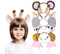 Cabilock 6pcs Animal Ear Headbands Set and Teens - Cow, Monkey, Giraffe, Tiger, Pink Pig, Elephant Cartoon Hair Accessories for Festival, Cosplay, Party Photo Props