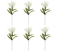Cabilock 6pcs Artificial Bell Flower Simulated Flower Fake Lily with Dense Leaves Long Stem Design Plastic Cloth Not Easy to Fade No Maintenance Required for Decorating The Bedroom