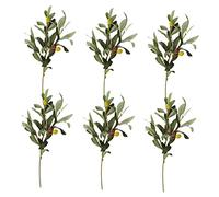 Cabilock 6pcs Artificial Olive Branches Fake Green Plastic Olive Plant with Realistic Leaves, Easy to Clean and No Trimming Required, for Wedding and Parties Home Decoration