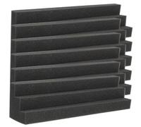Cabilock 6pcs Black Trapezoidal Bass Traps Sound Absorbing Acoustic Panels 7.5x7.5x30cm Fire-resistant Sound Reduction Foam for Ktv Cinema Wall and Corner Noise Proofing