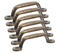 Cabilock 6Pcs Bronze Metal Cabinet Handles Vintage Drawer Pulls Minimalist Furniture Hardware for Kitchen Bedroom Wardrobe Cupboard Doors Surface Mounted Design