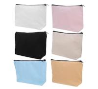 Cabilock 6pcs Canvas Zipper Pencil Pouch Set - Lightweight Blank Travel Bags for DIY Cosmetic Organizer, Utility Makeup and Stationery Storage in Pastel Blue, Khaki, White, Pink, Beige,