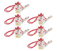 Cabilock 6pcs Ceramic Zodiac Whistles for Boys and Girls Unique Sounding Water Whistle Bird Call Hanging Rope Bird Toy for Home Bath Use
