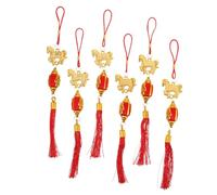 Cabilock 6pcs Chinese Year Hanging Decorations Traditional Tassel Ornaments for Spring Festival Feng Shui Zodiac Horse Lantern Charms for Home Car Bonsai Decor