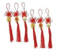 Cabilock 6Pcs Chinese Year Pendants Red Chinese Knot Hanging Decorations with Dragon Symbols for Front Door Home Office Festival Celebration Traditional Delicate Style