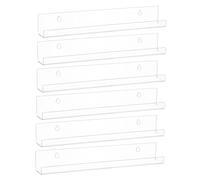 Cabilock 6pcs Clear Acrylic Vinyl Record Display Shelf Wall Mount Holder Compact Album Storage Rack with Screw and Adhesive Installation for Secure Wall Display