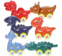 Cabilock 6Pcs Dinosaur Model Pull Back Cars Set Plastic Cartoon Dinosaur Car Toys for Kids Party Favors and Interactive Play