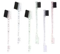 Cabilock 6pcs Dual-Ended Eyebrow Brush and Hairline Comb Set with Pink, Green, Blue Tips - Multifunctional Makeup Brow Tools for Precise Shaping and Edge Detailing
