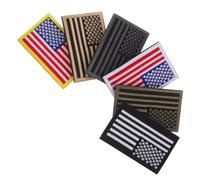 Cabilock 6pcs Embroidered American Flag Patch Set with Hook and Loop - USA Shoulder Appliqué for Uniforms, Jackets, Vests - Military Green, Gray, White-Edged, Yellow-Edged, Coyote, Black