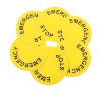 Cabilock 6pcs Emergency Stop Labels Caution Stickers for Push Button Warning High Visibility Industrial Emergency Stop Decals Yellow Safety Sign Stickers for Machinery