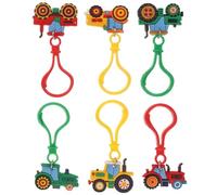 Cabilock 6pcs Farm Tractor Cartoon Keychains, Cute Pvc Key Rings with Versatile Use, Backpack Pendant Decoration, Present for Fall Harvest Season and Party Favors
