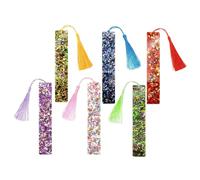 Cabilock 6pcs Glitter Acrylic Bookmarks with Tassels and Book Lovers, Easy Location and Versatile Page Markers in Assorted Colors, for Home and Reading Use