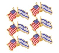Cabilock 6pcs Israeli US Flag Pin Zinc Alloy Brooch with Lasting Shine and Patterns, Versatile Style for Casual Outfits and Patriotic Events, Vivid Appearance Metal American Israel Flag