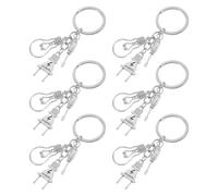 Cabilock 6pcs Keychain Tools for Electricians Metal Keyring with Screwdriver and Bulb Pendant, Stylish Silver Bag Accessory, Multifunction Design Present for Holidays or Anniversaries
