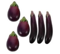 Cabilock 6pcs Lifelike Artificial Eggplants Simulation Vegetable Models for Home Decor Kitchen Display Photography Teaching Tools Faux Food Props