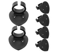 Cabilock 6Pcs Microphone Wall Holder, Heart-Shaped Mic Protector Clip, ABS Anti-Slip Mic Hook with Cable Management for Microphone and Nameplate, Black